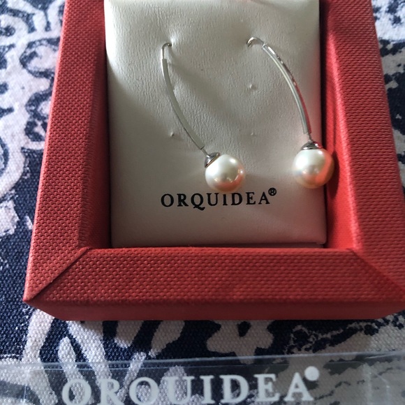 Orquidea original silver drop earrings with pearls - Picture 6 of 6